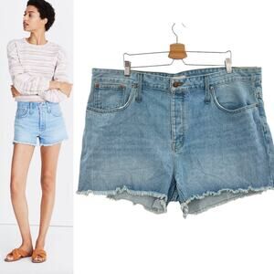 Madewell Relaxed Denim Shorts Jean Cutoff Dunwoody Wash Blue Plus Size 35